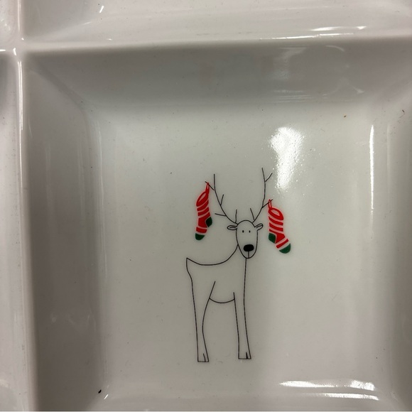 Christmas Holiday Reindeer 4 Section Plate Dish by BIA Cordon Bleu White - Picture 6 of 7